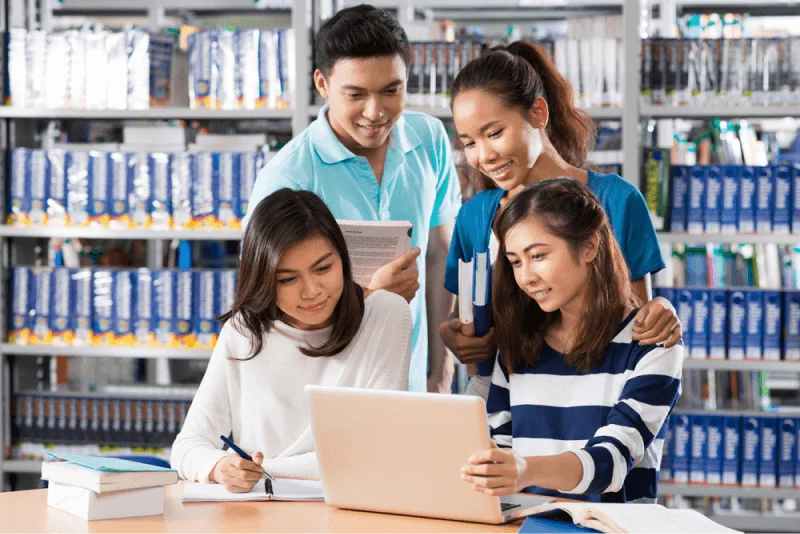 students doing group work