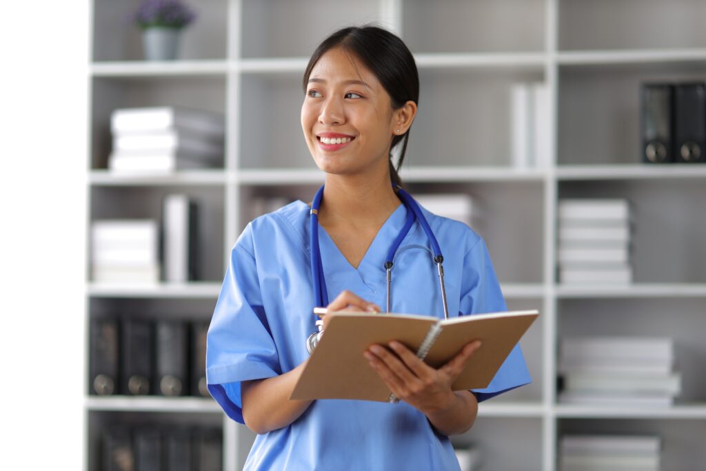 a nurse taking notes