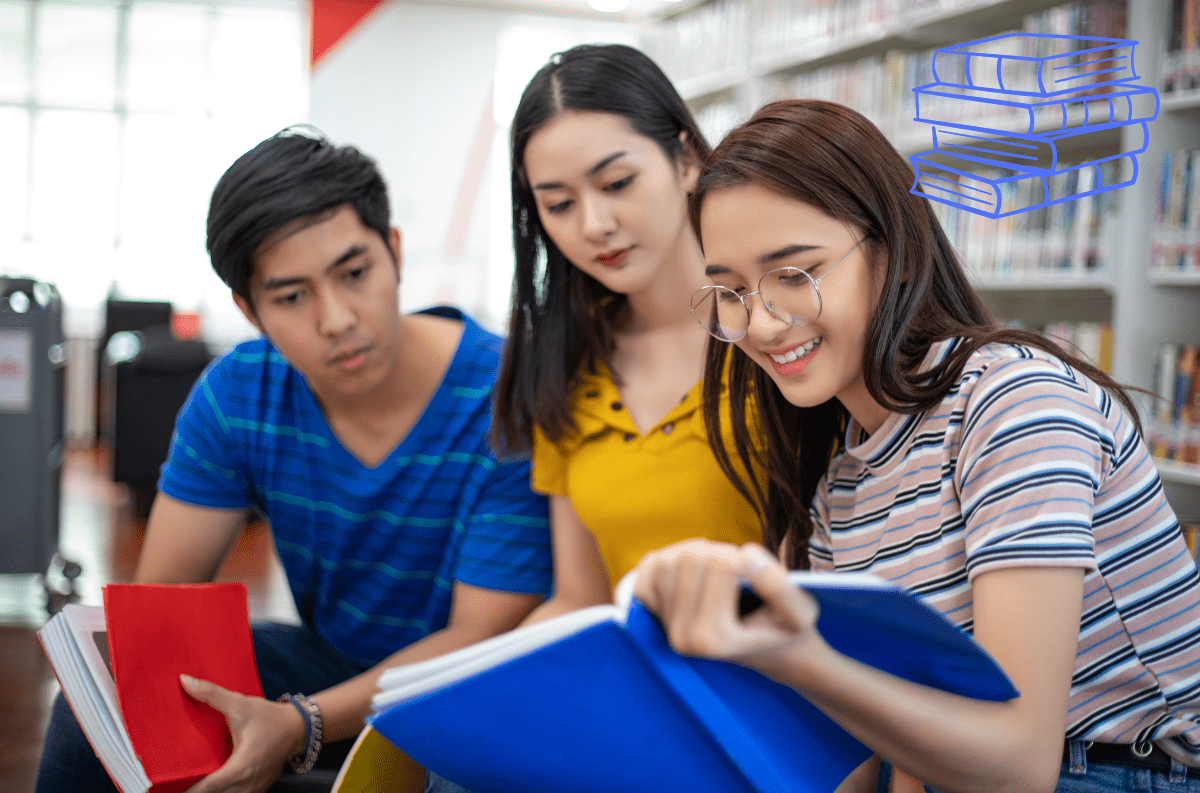 SHS students reading a book