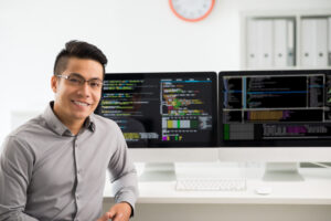 a software engineer smiling