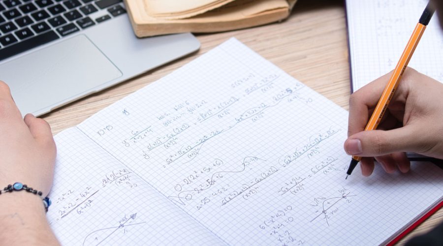 student doing math homework